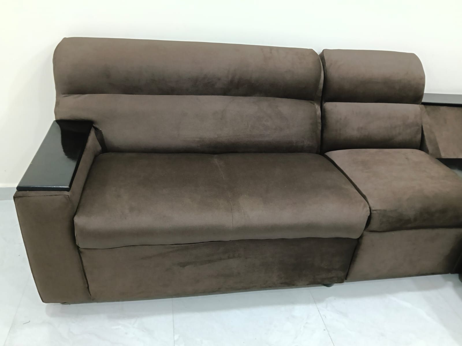 Brown fabric sofa