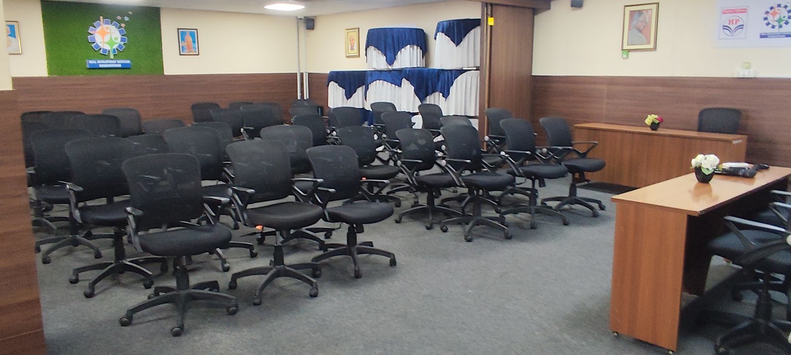 Office chairs in training hall