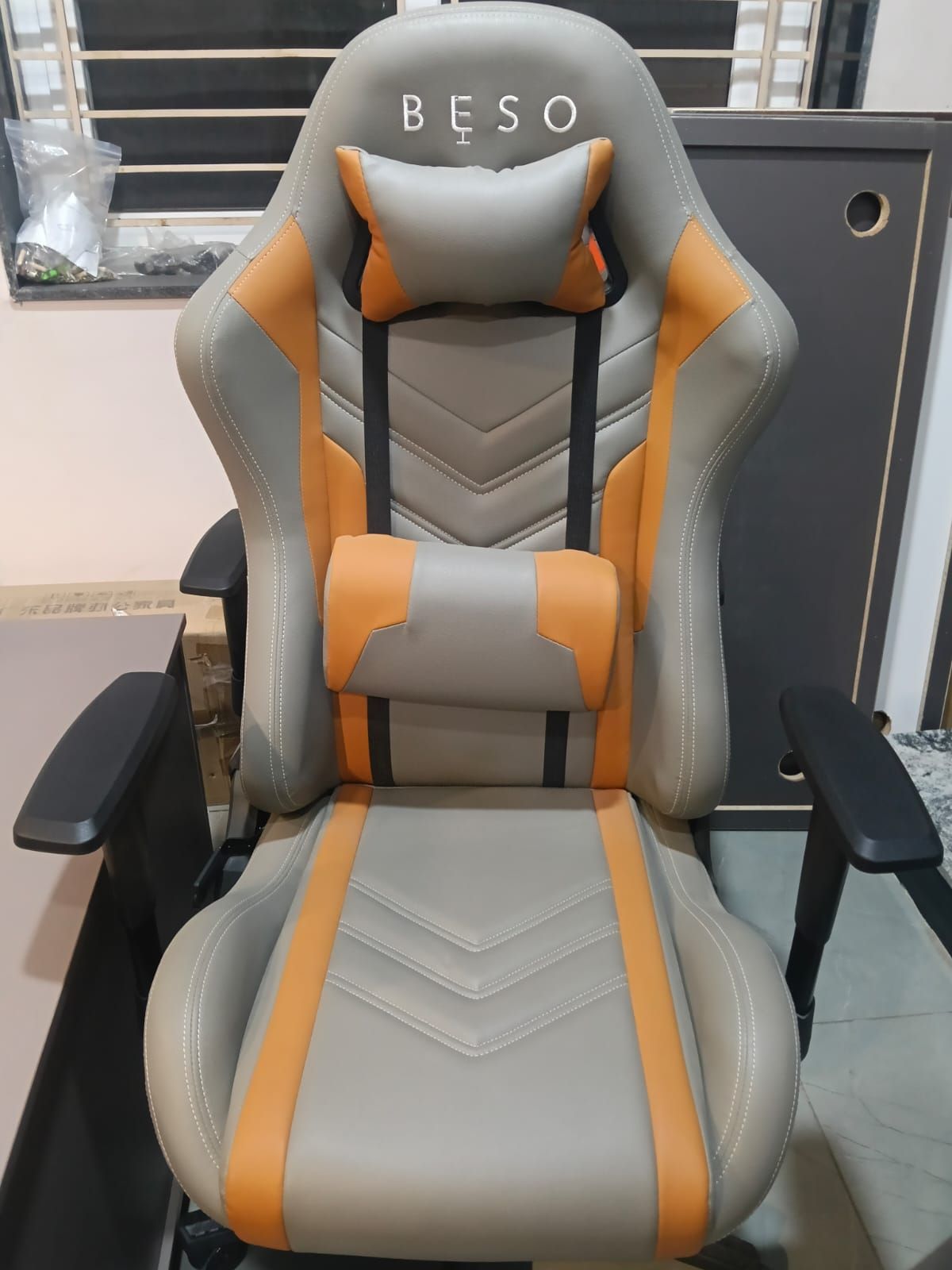 Gaming chair — orange & white