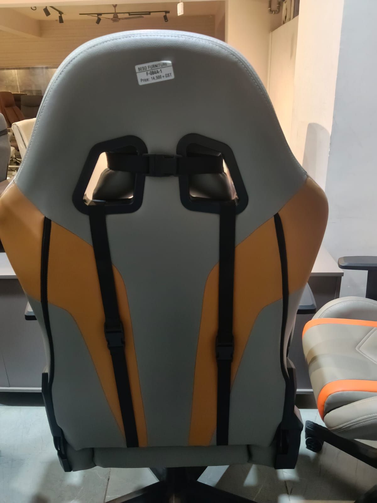 Gaming chair — grey & orange