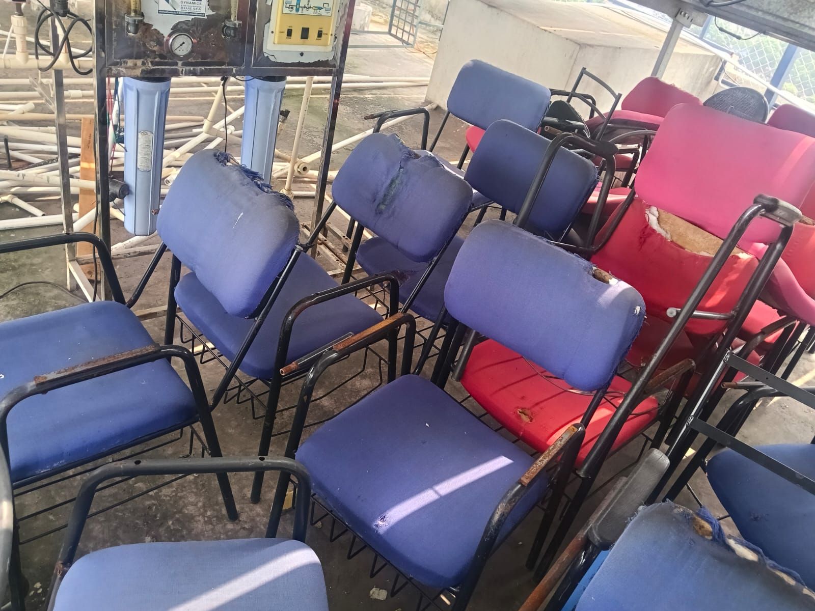 Stacked visitor chairs